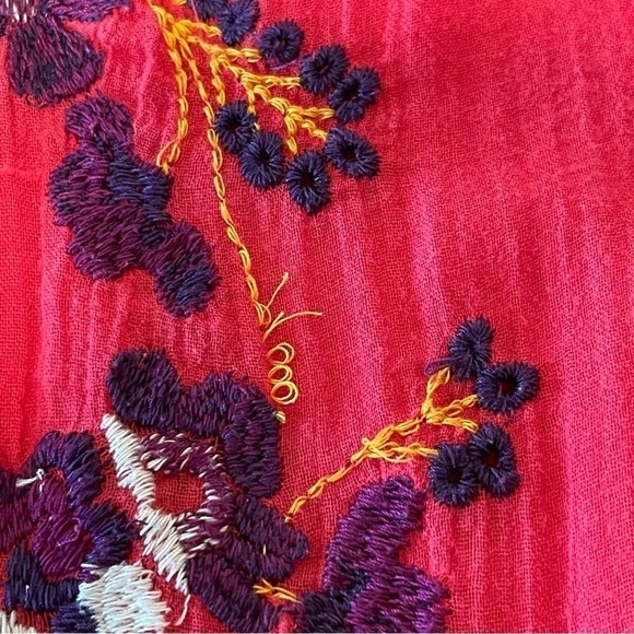 Free People Perfectly Victorian Floral Embroidered Boho Mini Dress Tomato XS - Picture 15 of 16